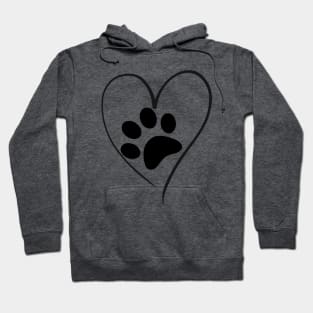 Women cute paw print heart design dog cat lover pet tee Hoodie